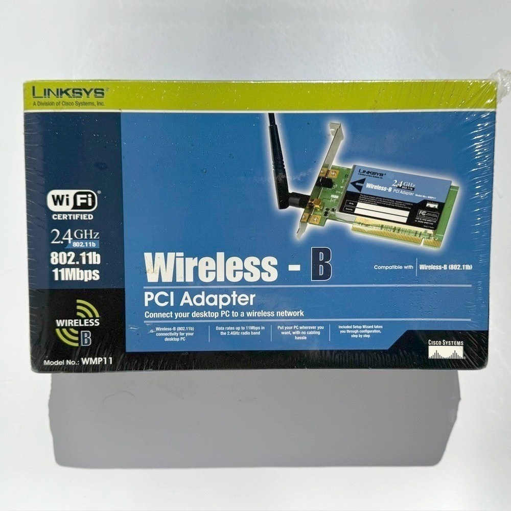 Cisco Linksys Wireless-B PCI Adapter NIB Data Rates to 11Mbps in 2.4GHz Band